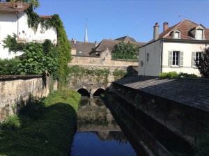View across the stream that flow through the city