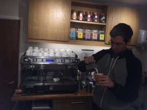 Christian prepares a flat white!